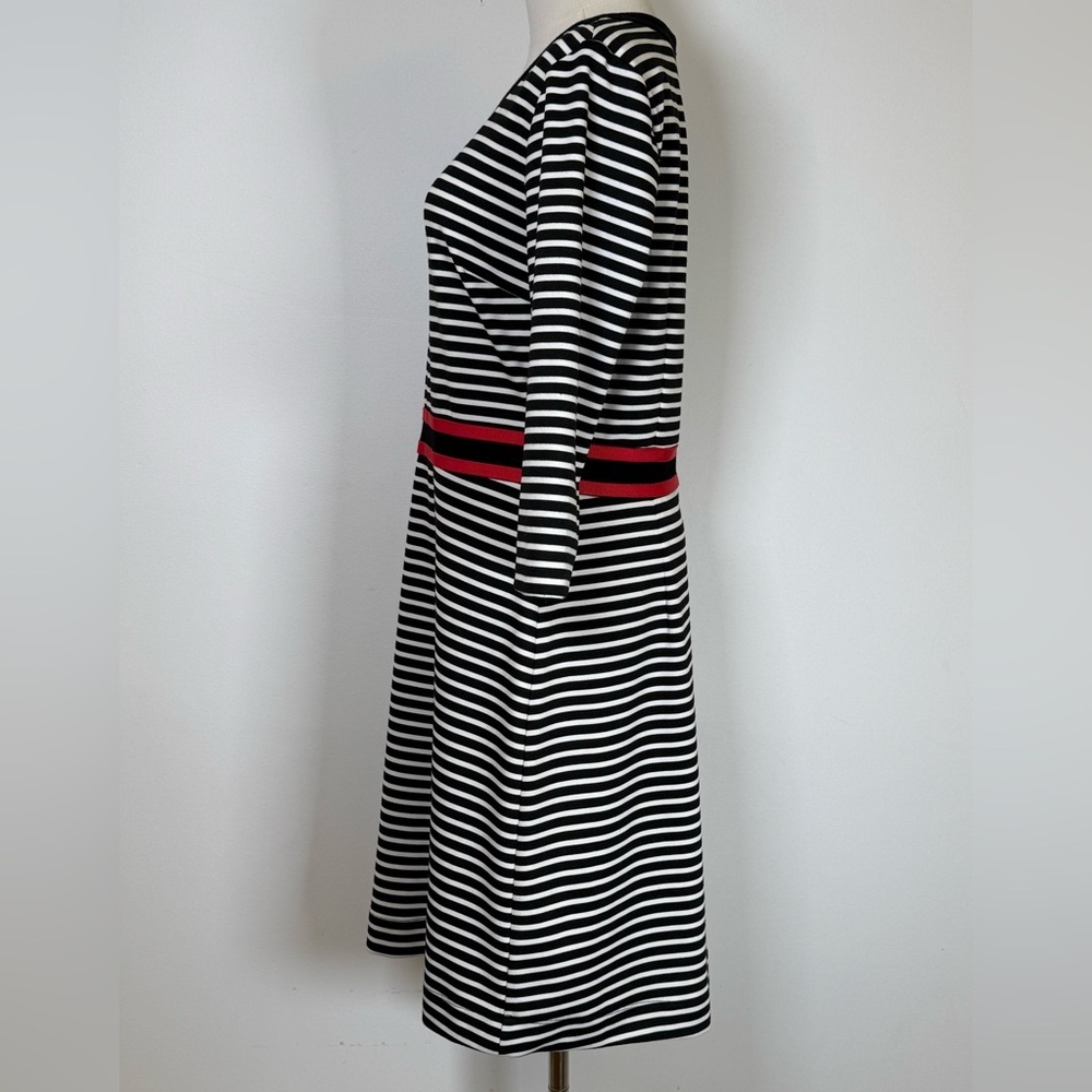 Draper James ‘Persley’ Ponte Red Black White Striped Dress Women’s Size Medium - Picture 5 of 10